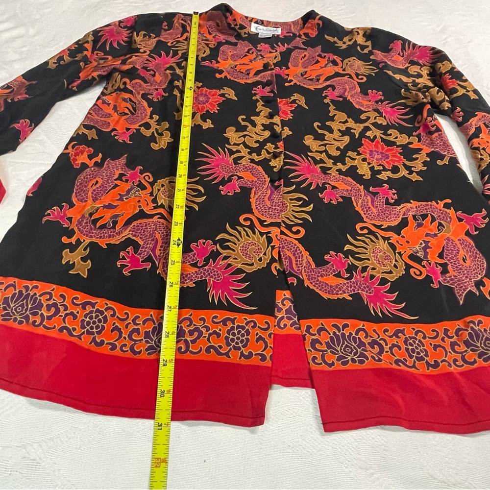 VTG Diane von‎ Furstenberg Silk Assets Dragon Print Tunic Blouse - Picture 8 of 11